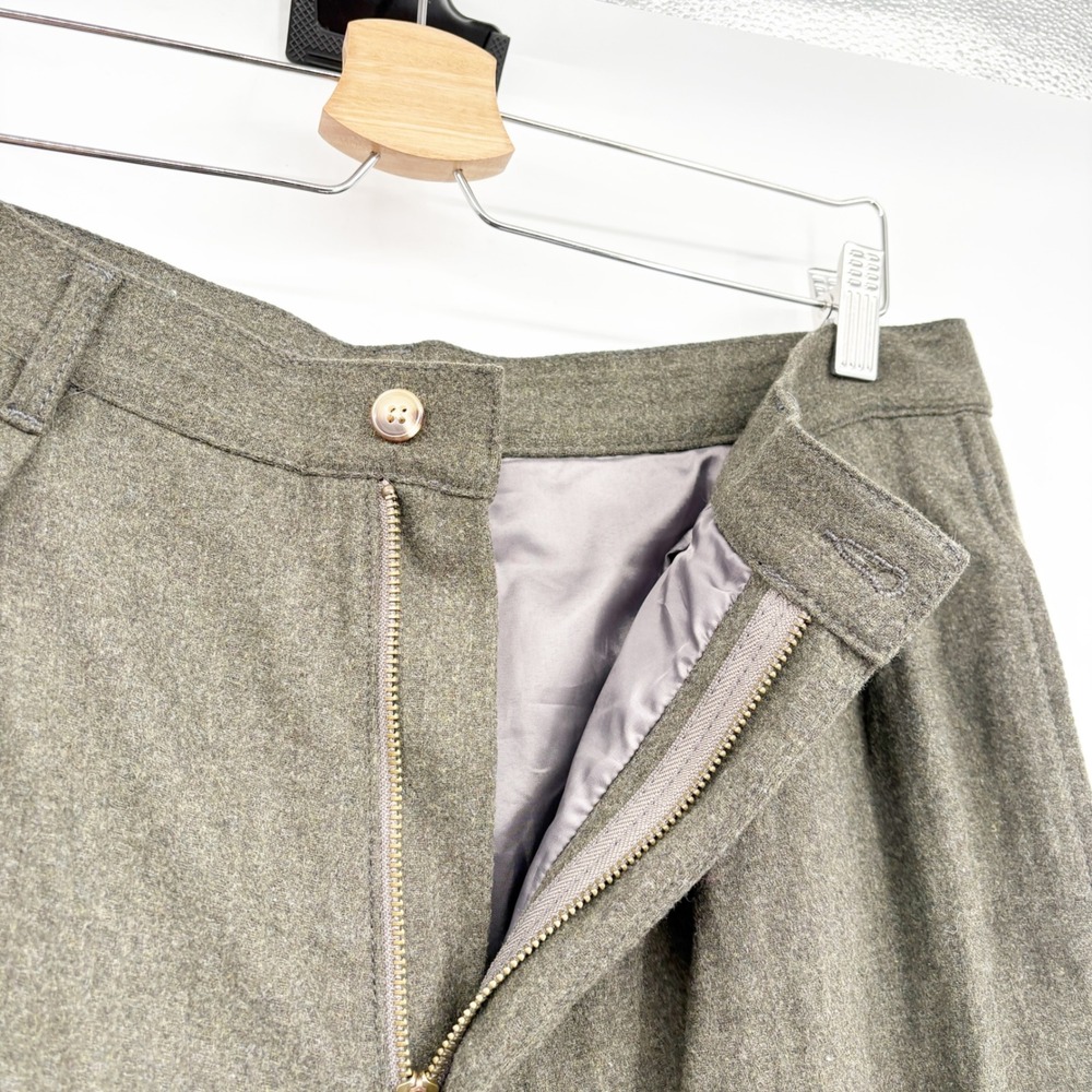 Denimist Womens Dark Olive Wool Blend Double Pleat Wide Leg Trouser Pants 30 - Picture 6 of 10